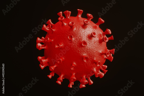 3D rendering illustration medical epidemic corona virus or covid 19 concept,close up influenza virus cell via microscope test in laboratory, to protect outbreaks pandemic new virus species worldwide