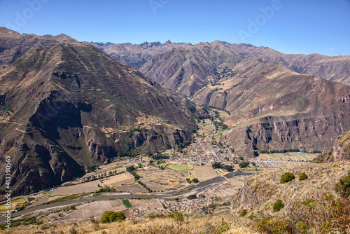 Overlooking the Rio Urubamba Valley from the ruins of Huchuy Qosqo, Sacred Valley, Peru photo