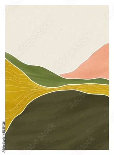 Natural abstract mountain. Mid century modern minimalist art print. Abstract contemporary aesthetic backgrounds landscape. vector illustrations