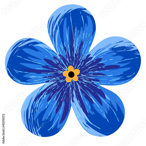 Vector illustration. Blue spring forget-me-not flower on white background.