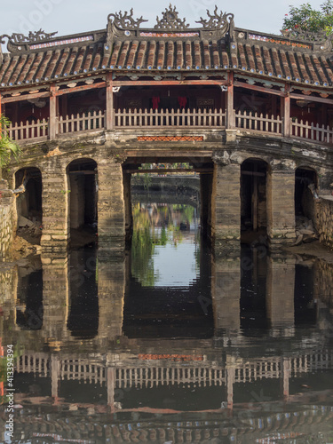 Vietnam, Hoi An. Old town historic district (UNESCO World Heritage Site). Japanese Friendship Bridge.