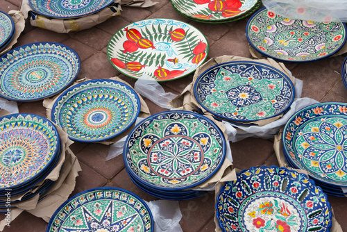 Colorful porcelain plates  Astana  Kazakhstan
