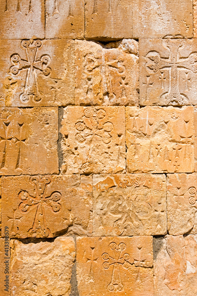 Stone carving at Noravank Monastery, Vayots Dzor Province, Armenia