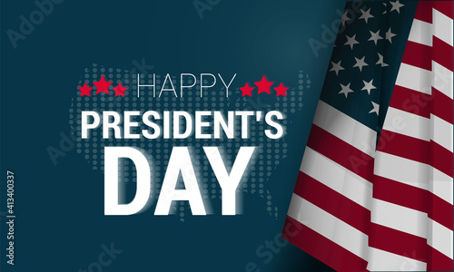 Realistic president's day event with flag