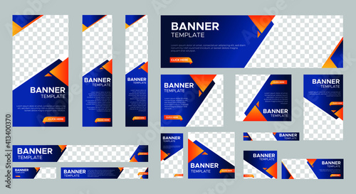 set of creative web banners of standard size with a place for photos. Business ad banner. Vertical, horizontal and square template. vector illustration EPS 10  © ahmad