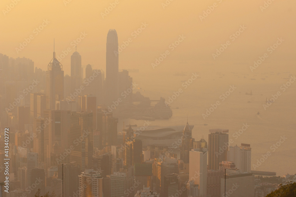 Smog is a kind of air pollution. hong kong 25 Dec 2006 StockFoto