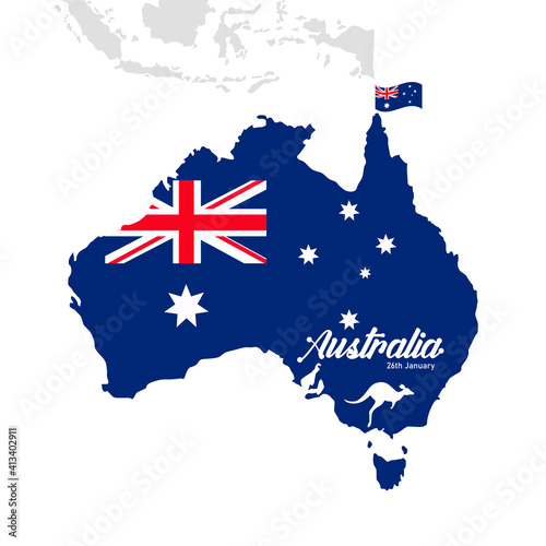 Background with a blue map for australia day