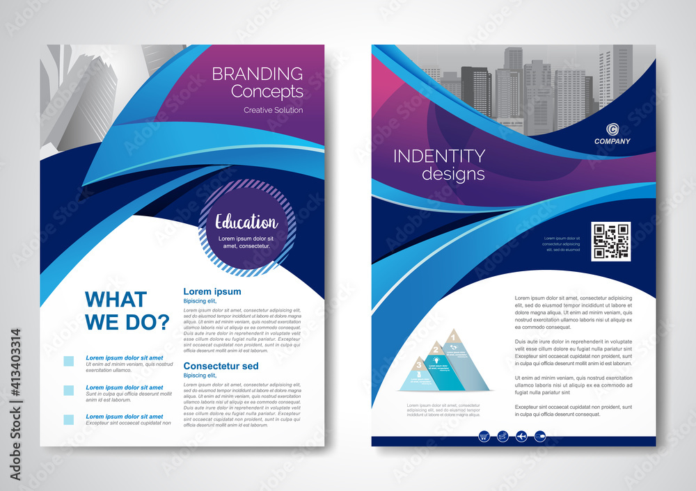 Template vector design for Brochure, AnnualReport, Magazine, Poster, Corporate Presentation, Portfolio, Flyer, infographic, layout modern with blue color size A4, Front and back, Easy to use and edit.