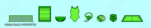 set of water polo sports cartoon icon design template with various models. vector illustration isolated on blue background