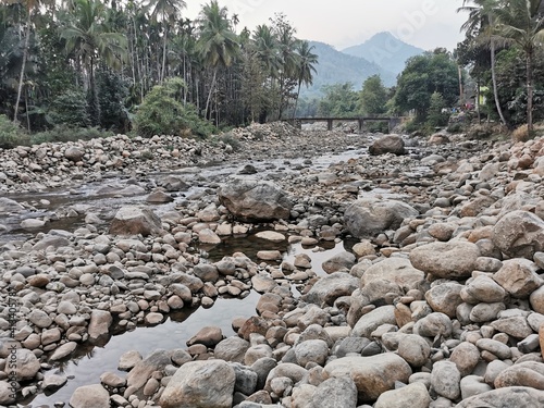 River  after flood and land slide in Nilambur, Kerala.