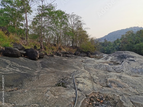 Huge rocks near Adyanpara waterfalls, Nilambur, Kerala, India.