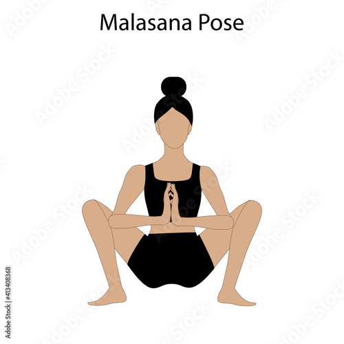 Malasana Pose Yoga Workout. Healthy lifestyle vector illustration photo