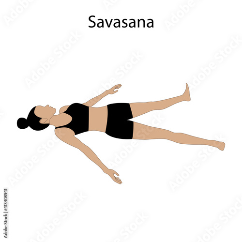 Savasana Pose Yoga Workout. Healthy lifestyle vector illustration