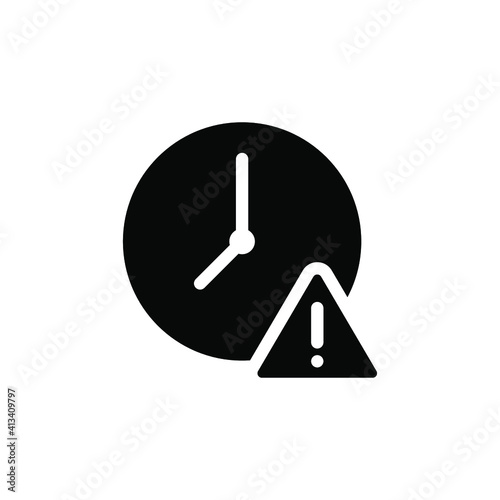 Expiry glyph icon. Simple solid style for web and app. Alert, alarm, clock circular with exclamation mark concept. Vector illustration isolated on white background. Editable stroke EPS 10