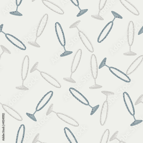 Light tones seamless random pattern with blue and grey colored circus ring silhouettes print. Pastel background.