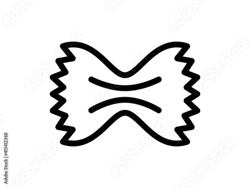 Farfalle pasta icon outline black vector sign isolated on white background
