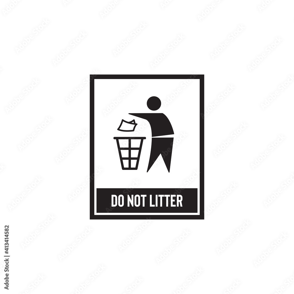Naklejka premium do not litter packaging icon symbol sign vector