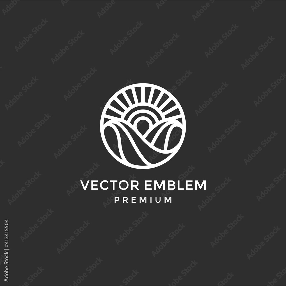 Farm logo design vector template on black background