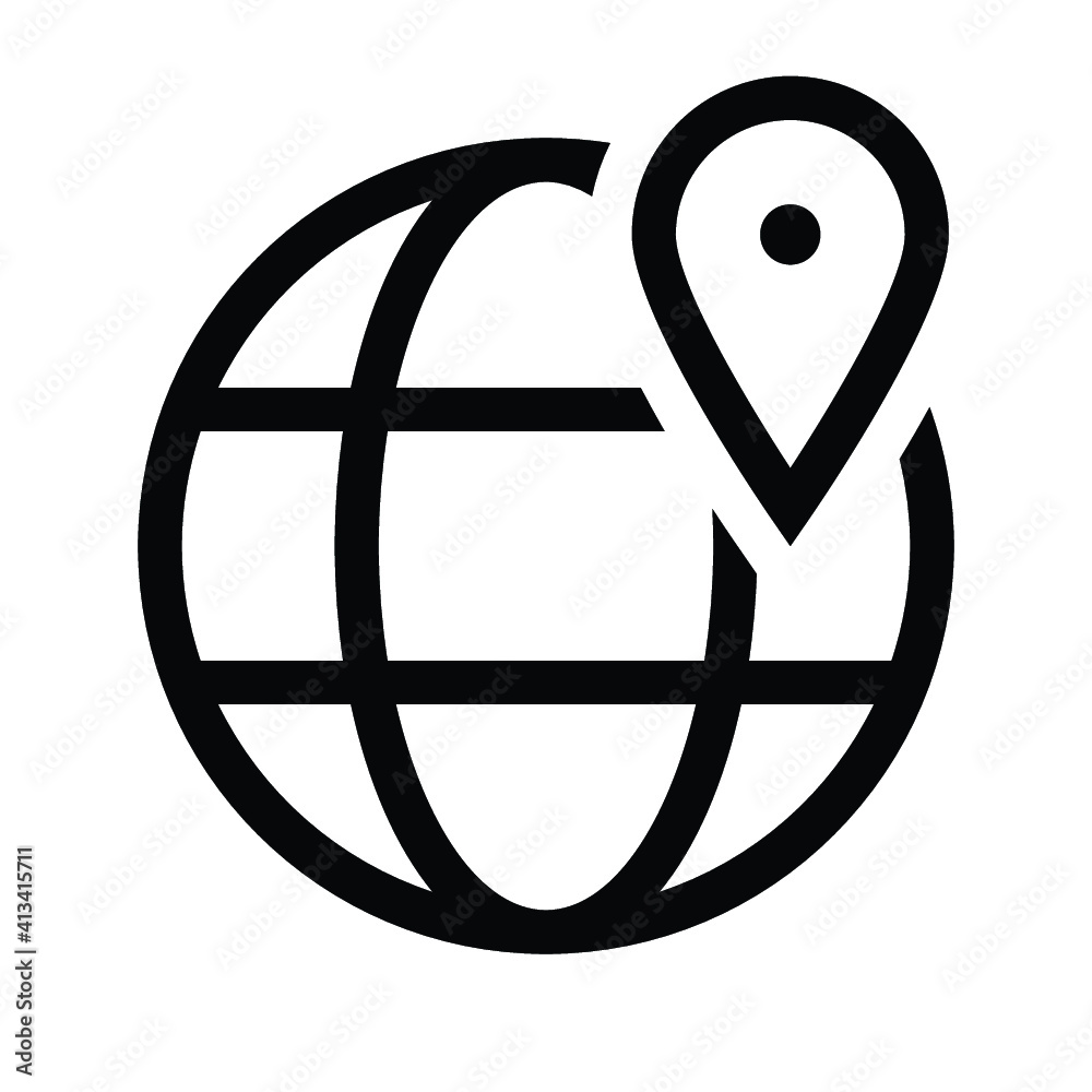 internet globe map locator icon vector internet globe map locator icon vector