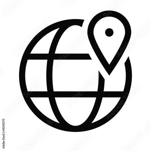 internet globe map locator icon vector