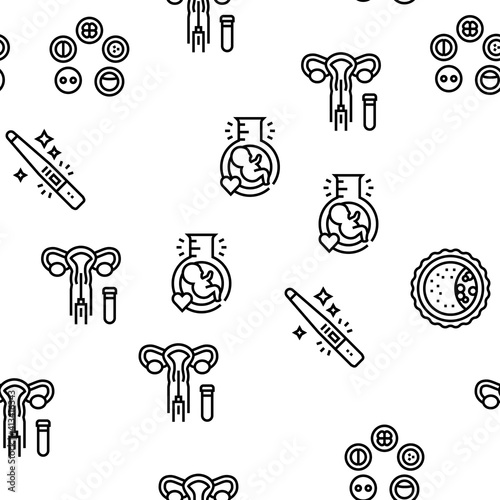 Fertilization Treat Vector Seamless Pattern Thin Line Illustration