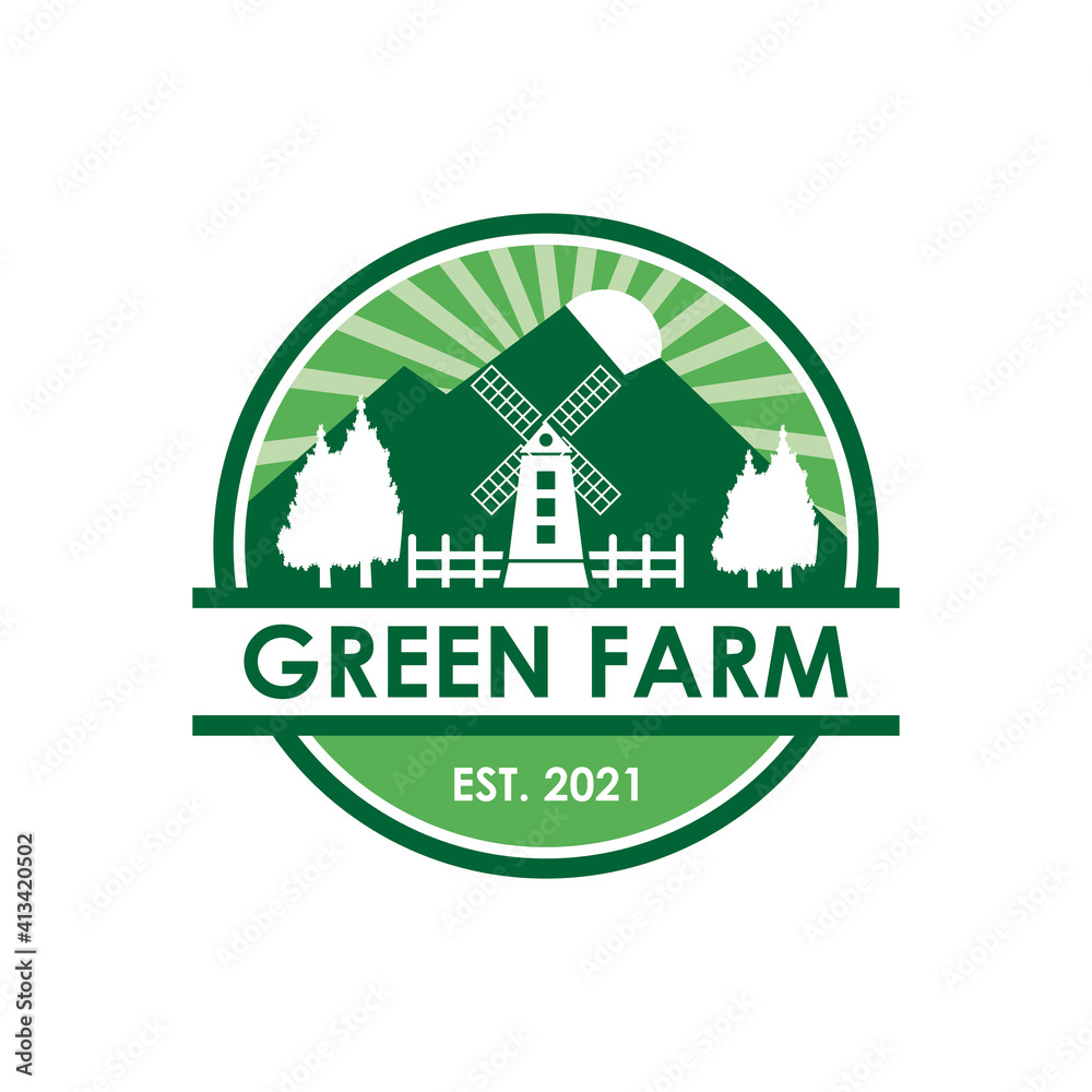 Fototapeta premium green farm vector , nature farming logo