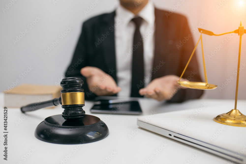 Judge gavel with Justice lawyers having team Concepts of Law and Legal services Judge gavel with Justice lawyers having team Concepts of Law and Legal services