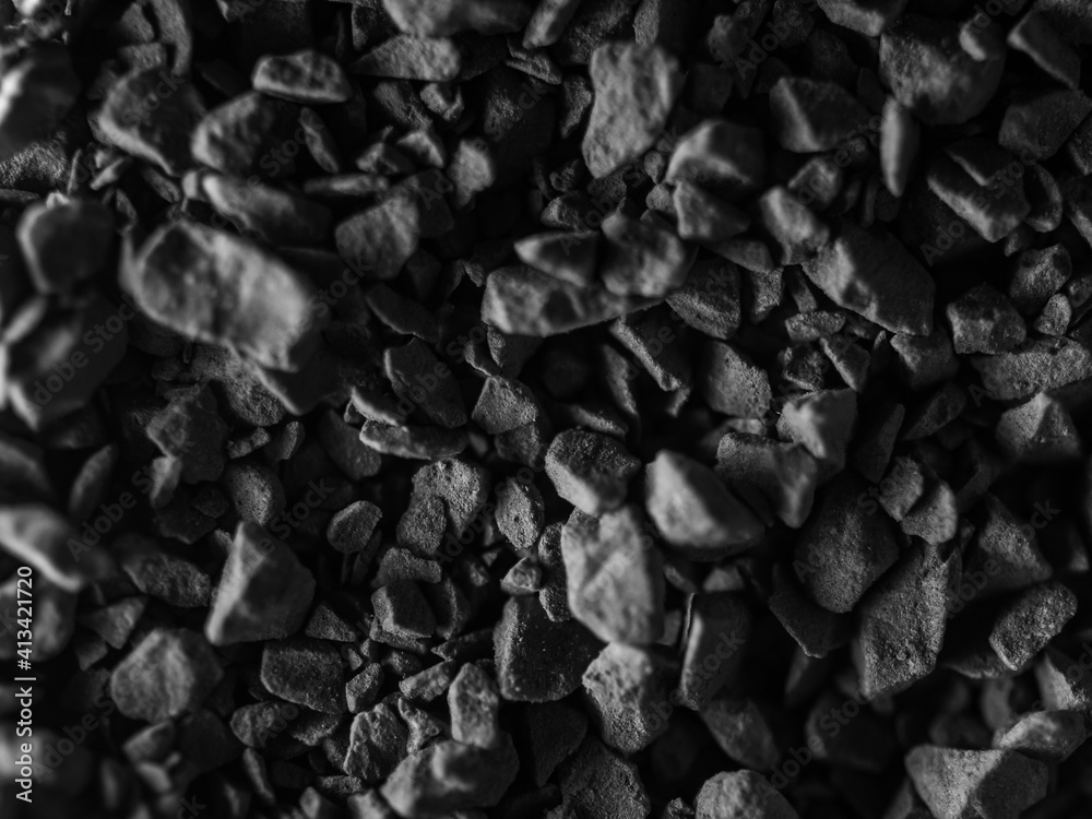 Black and white closeup of instant coffee Black and white closeup of instant coffee