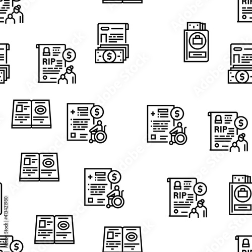 Allowance Finance Help Vector Seamless Pattern Thin Line Illustration
