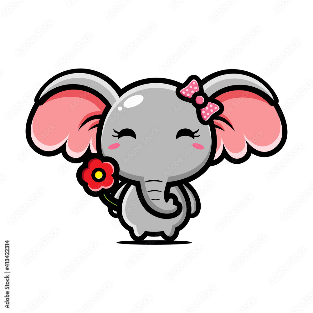 Fototapeta premium cartoon cute female elephant vector design