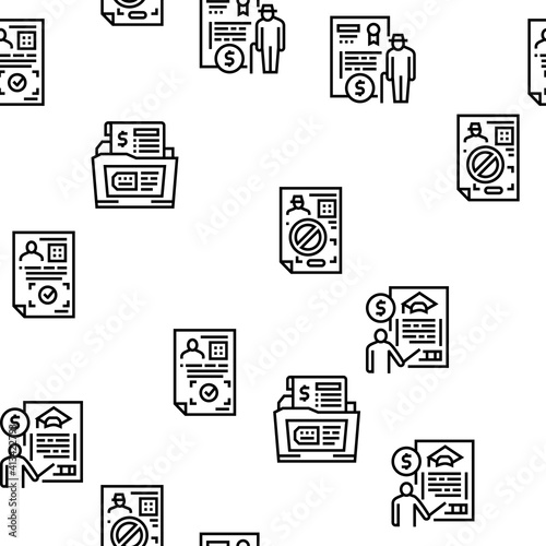 Allowance Finance Help Vector Seamless Pattern Thin Line Illustration