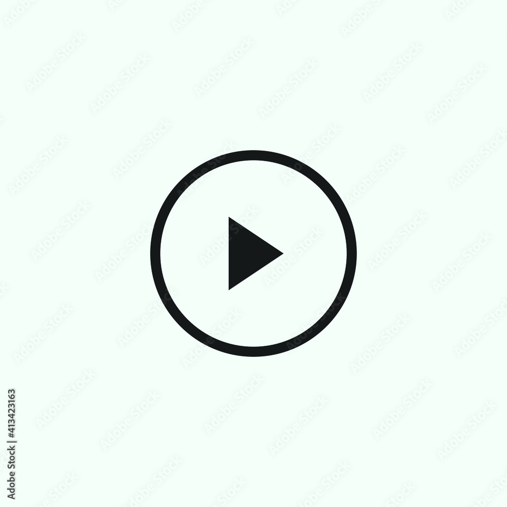 Play button icon in trendy flat style isolated on grey background. Play symbol for your web site design, logo, app, UI. Vector illustration, EPS10. Play button icon in trendy flat style isolated on grey background. Play symbol for your web site design, logo, app, UI. Vector illustration, EPS10.