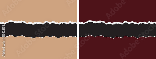 Torn paper vector background in brown and maroon color for notes, presentation, books, notepad cover photo