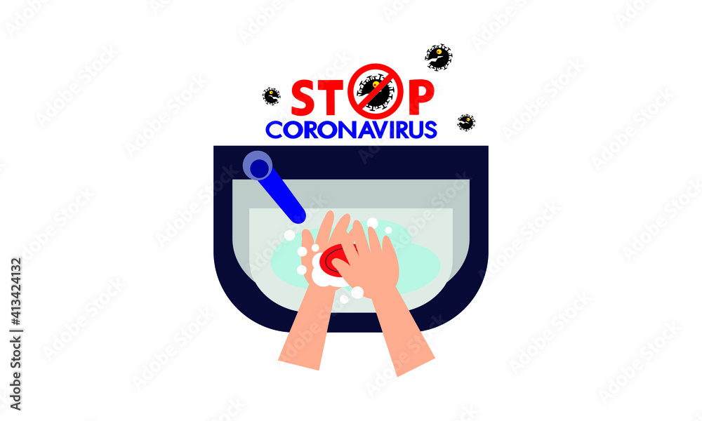 Washing hand for coronavirus prevention,COVID-19 prevention,Vector illustration. Washing hand for coronavirus prevention,COVID-19 prevention,Vector illustration.
