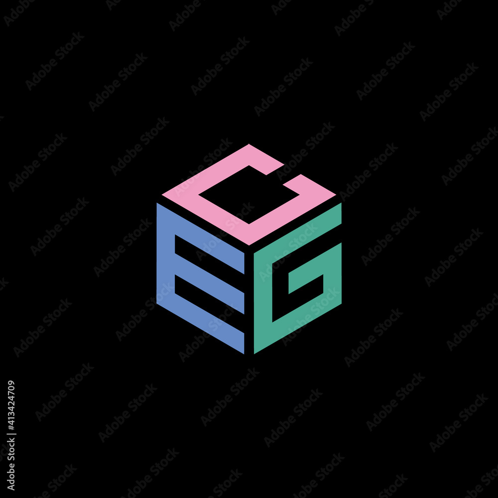 Hexagon logo with CEG lettering design - obrazy, fototapety, plakaty 