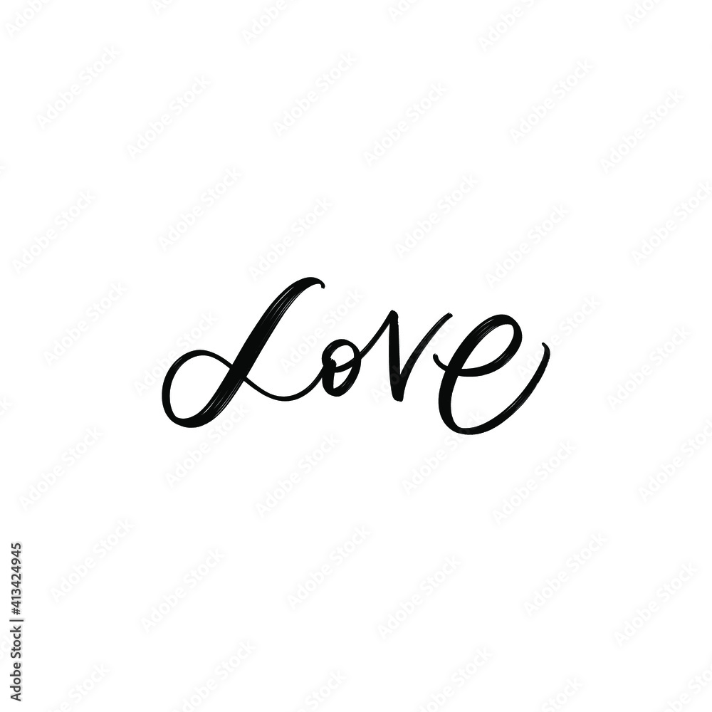 LOVE. LOVE LETTERING WORDS. FOR ST VALENTINE'S DAY. VECTOR LOVELY GREETING HAND LETTERING