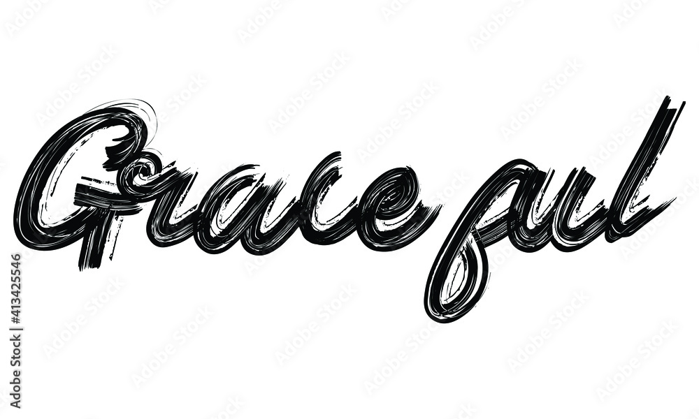 Obraz premium Graceful Black Text Hand written Brush font drawn phrase Typography decorative script letter on the White background for sayings