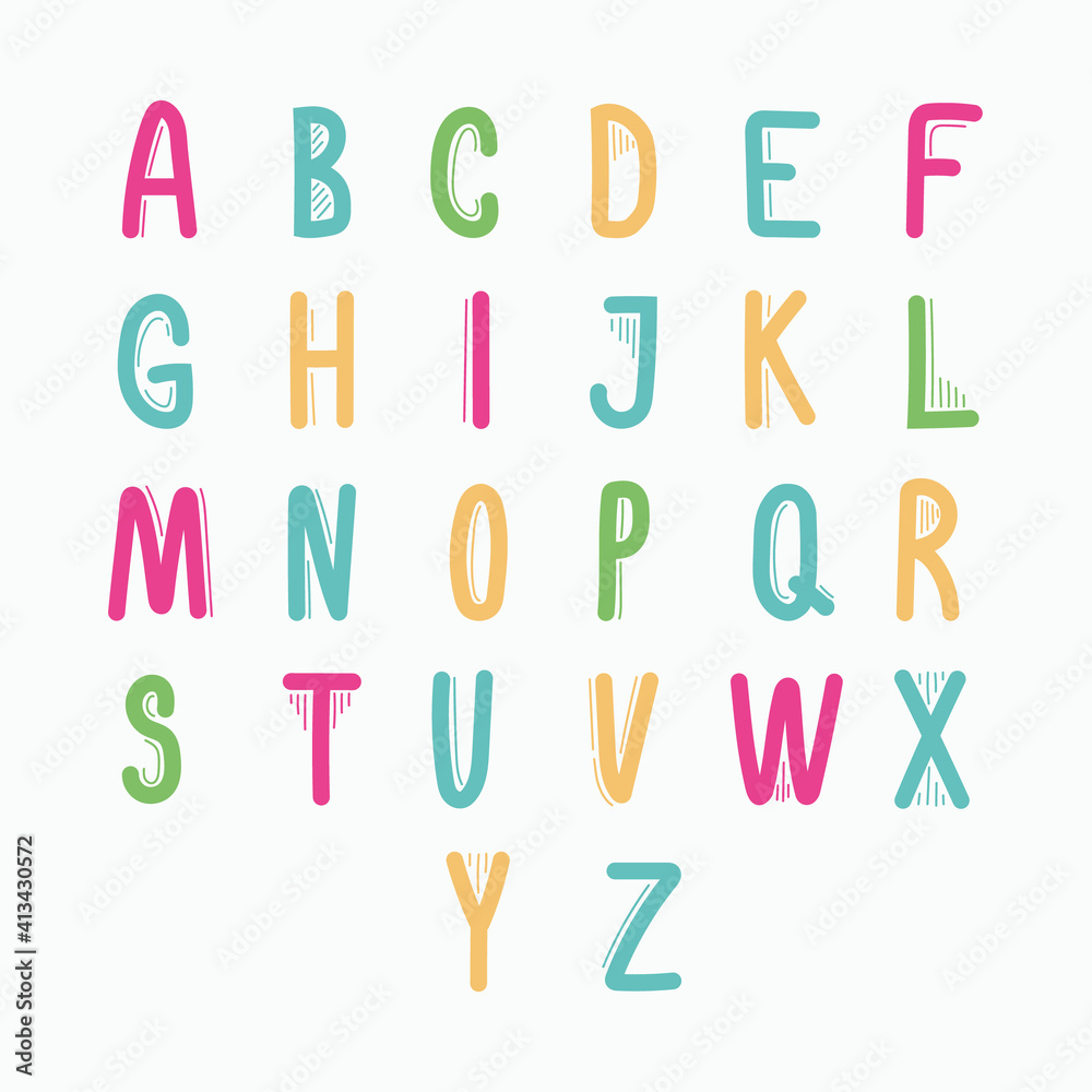 Hand drawn font style alphabet with line elements. Sans Serif. Drawn by digital pen. Hand drawn font style alphabet with line elements. Sans Serif. Drawn by digital pen.