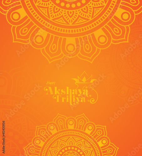 Akshaya Tritiya Festival Background with Round Floral Ornament - Akshaya Tritiya Background Template with Floral Ornate	