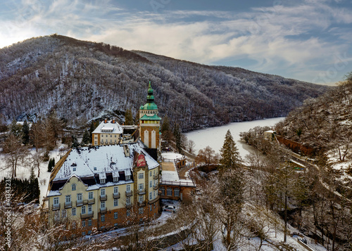 Принти на полотні Hotel Palota in Lillafured, Miskolc on a snowy winter night
