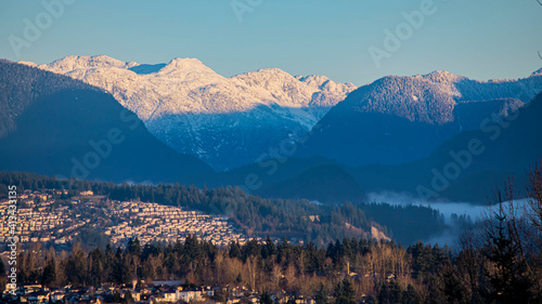winter view of the snow-covered peaks of Golden Ears mountains