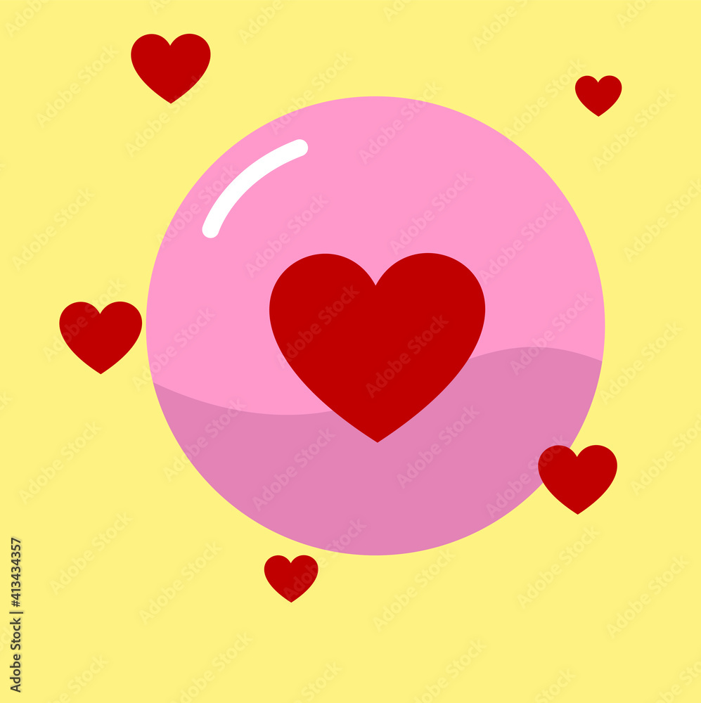 Cute red and pink vector illustration of love icon, logos, symbols, signs and decorations. heart shape 