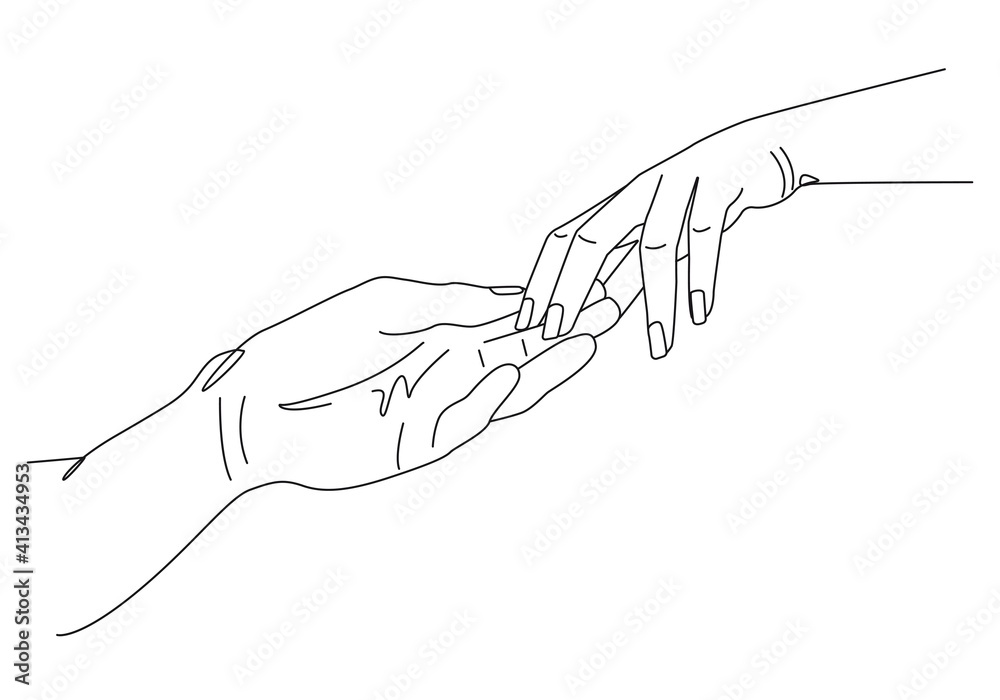 Continuous Line Drawing of Hands Couple Trendy Minimalist Illustration. One Line Abstract Concept. Hands Couple Minimalist Contour Drawing. Vector EPS 10. Continuous Line Drawing of Hands Couple Trendy Minimalist Illustration. One Line Abstract Concept. Hands Couple Minimalist Contour Drawing. Vector EPS 10.
