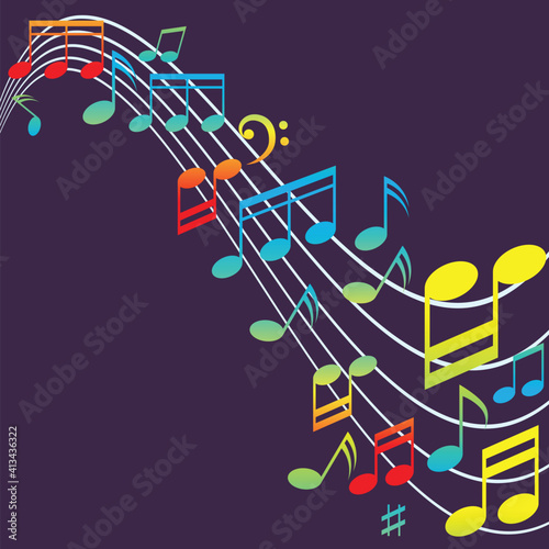 music notes for music background, vector illustration