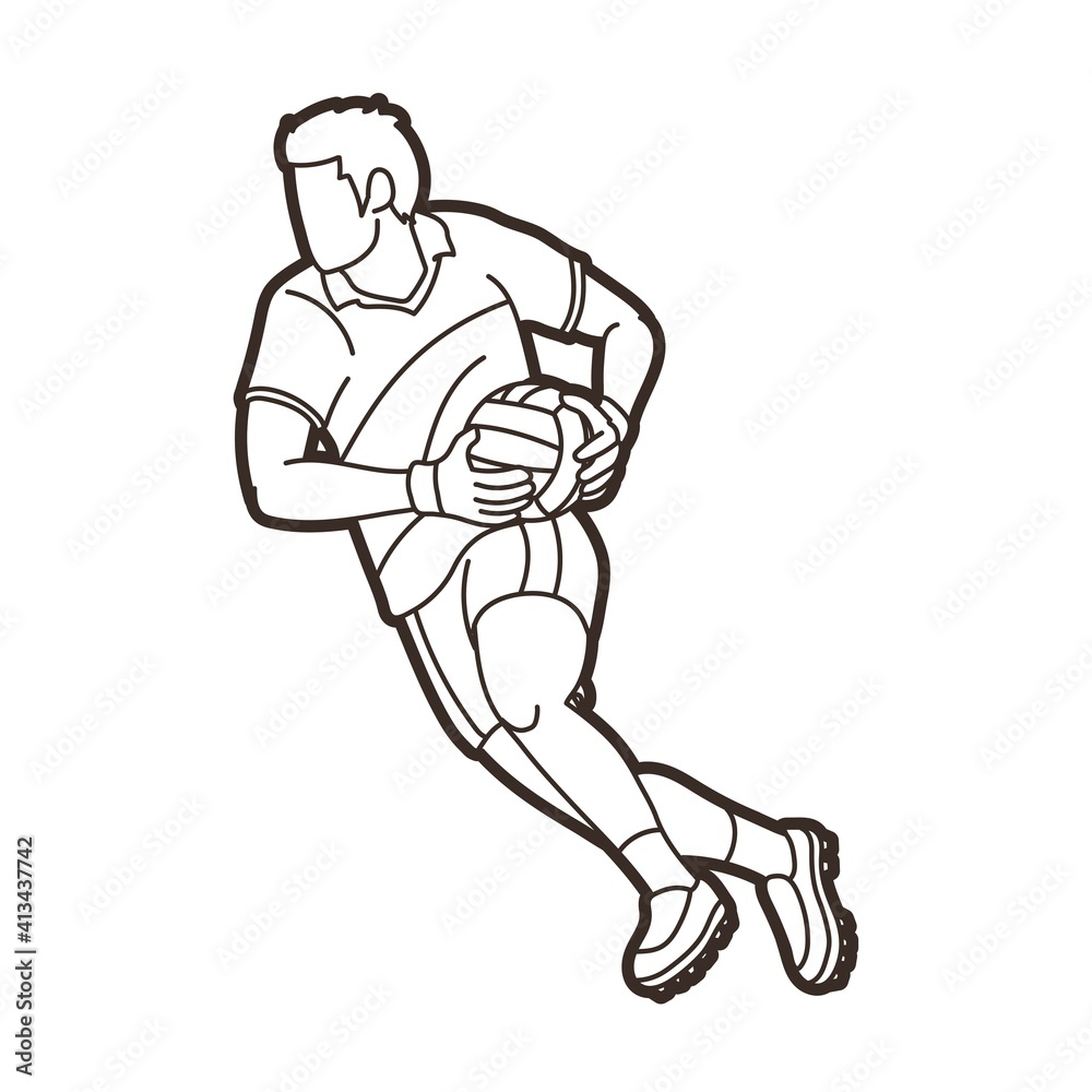 Gaelic Football Male Player Vector Outline