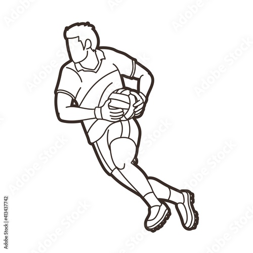 Gaelic Football Male Player Vector Outline