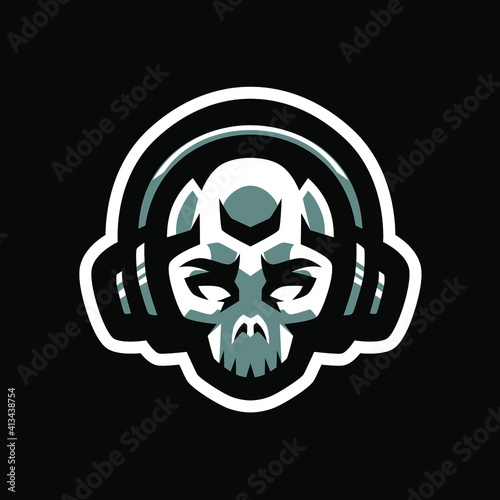 Skull head wear headphone sport mascot logo design
