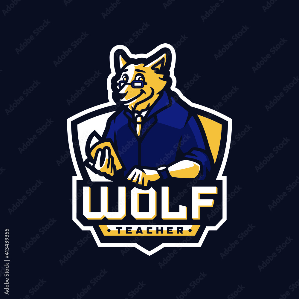 Wolf teacher mascot logo design