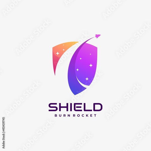 Vector Logo Illustration Shield Gradient Colorful Style.