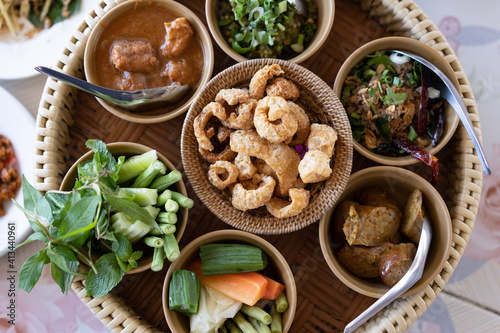 Thai food prepared as a set from the North.